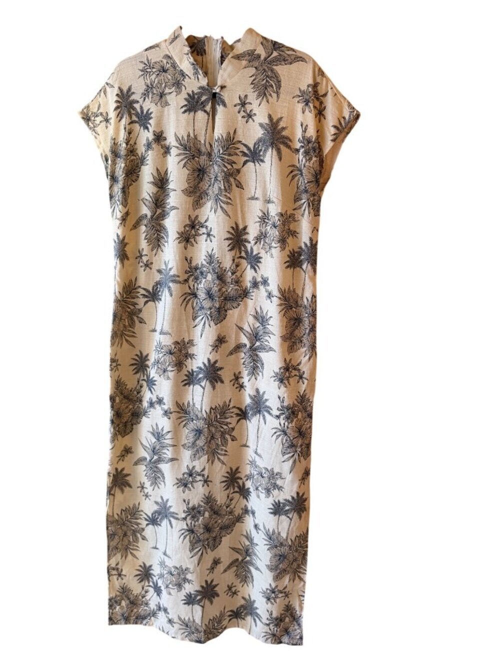 Hilo Hattie Womens Mandarin Tropical Botanical-print Maxi Shift Dress Size Large